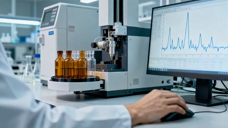 Illustrative laboratory analyst working with a gas chromatography instrument
